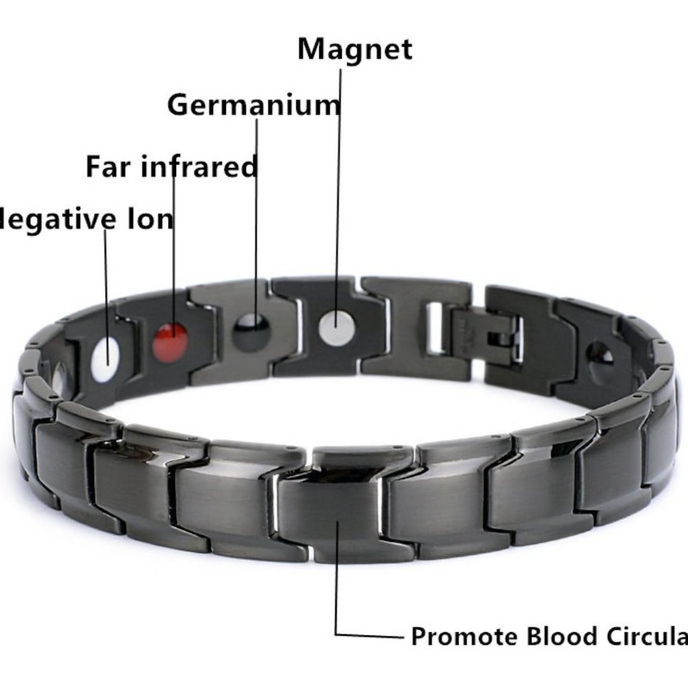 2/$35 💗 Energy Bracelet Stainless Steel Titanium Blue Tungsten Magnetic - Picture 2 of 2